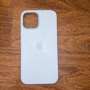 Blue apple iPhone 12 pro max case a little used and worn down works good still.